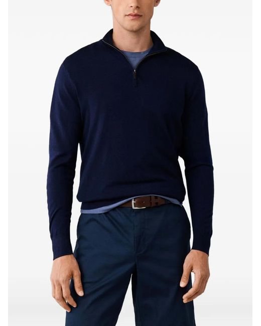 Hackett Blue Quarter-Zip Sweater for men