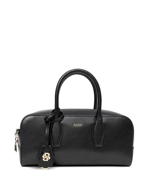 Boss Black Logo-Plaque Leather Tote Bag