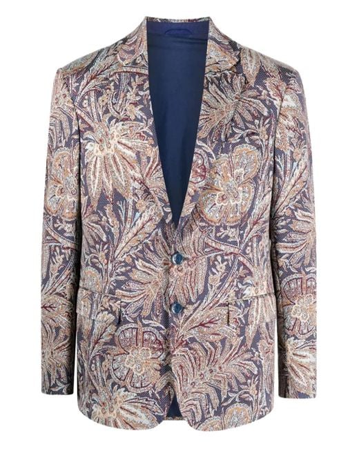 メンズ Etro ペイズリージャカード シングルジャケット Blue