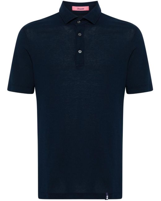 Drumohr Blue Jersey Cotton Polo Shirt for men