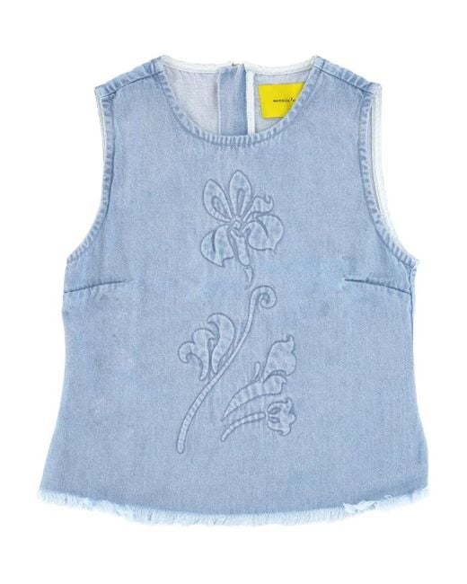 Top A Fiori di Marques'Almeida in Blue