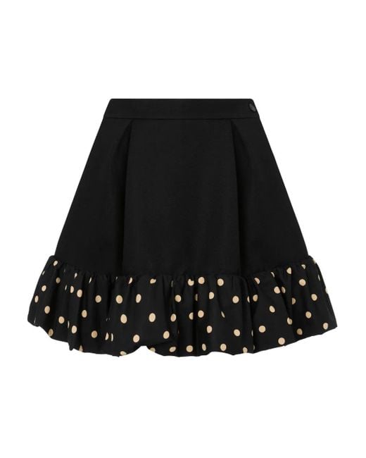 Moschino Black Polka-Dot Ruffled Mini Skirt
