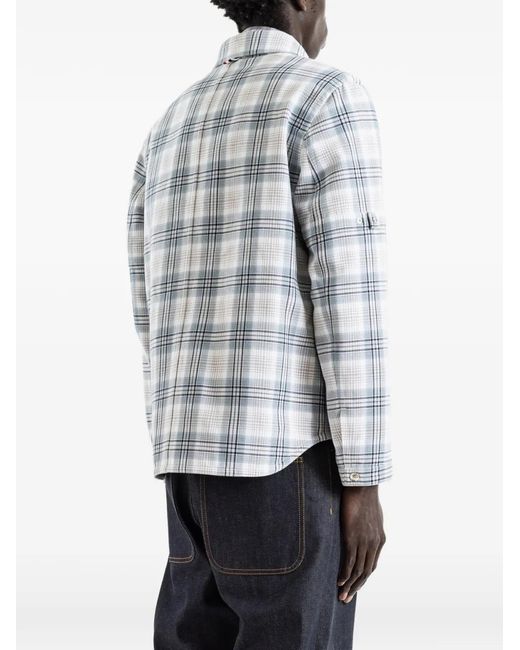 Thom Browne Gray Windowpane-Plaid Shirt Jacket for men