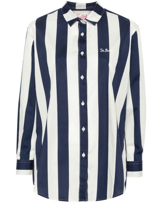 Mc2 Saint Barth Blue Brigitte Striped Shirt