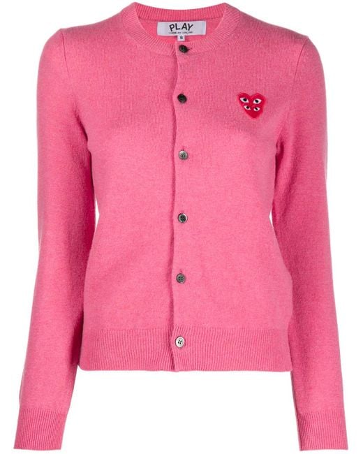 COMME DES GARÇONS PLAY Pink Overlapping Heart Wool Cardigan