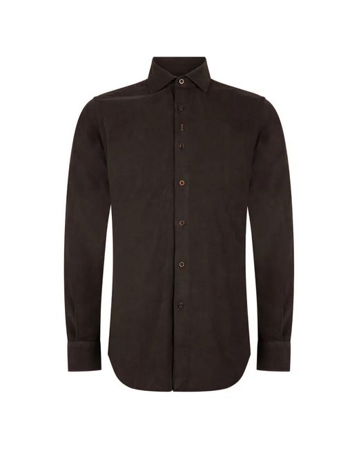 Moorer Black Vernale-Dvn Button-Down Long-Sleeve Shirt for men