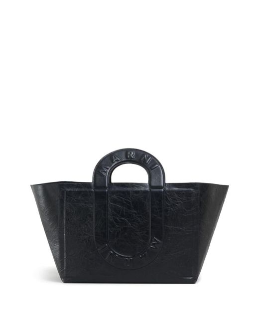 Marni Black Logo-embossed Tote Bag for men