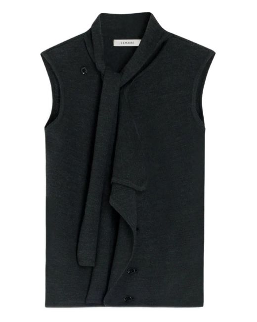 Lemaire Black Tie-Neck Asymmetrical Sleeveless Cardigan