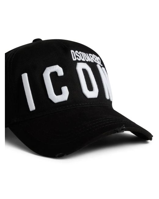 DSquared² Black Logo-Embroidered Baseball Hat for men