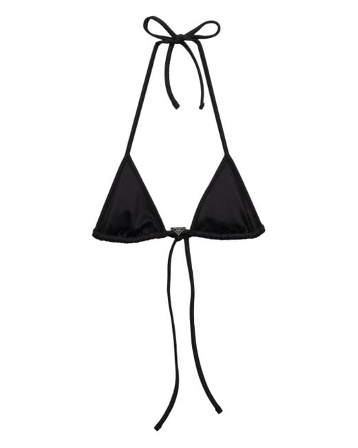 Prada Black Triangle-Cup Halterneck Bikini Top