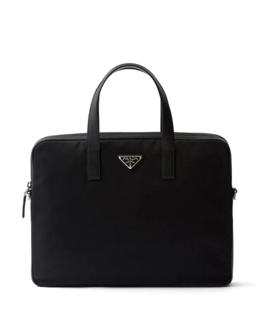 Prada Re-Nylon Aktetas Met Leren Afwerking in het Black voor heren