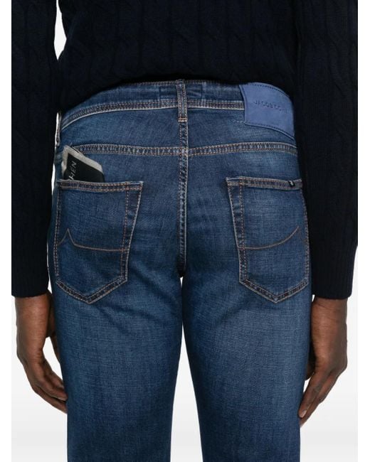 Jacob Cohen Jeans Met Geborduurd Logo En Vijf Zakken in het Blue voor heren