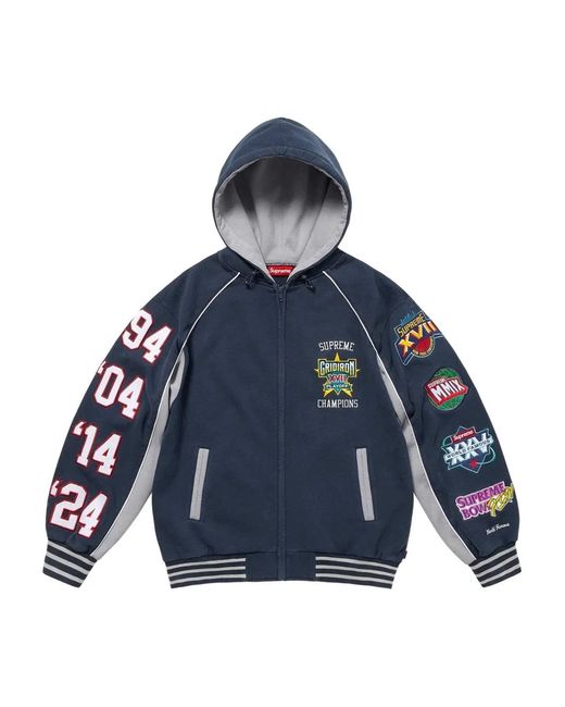 Supreme Playoffs Zip -Up Hooded Sweater in Blue for Men | Lyst UK