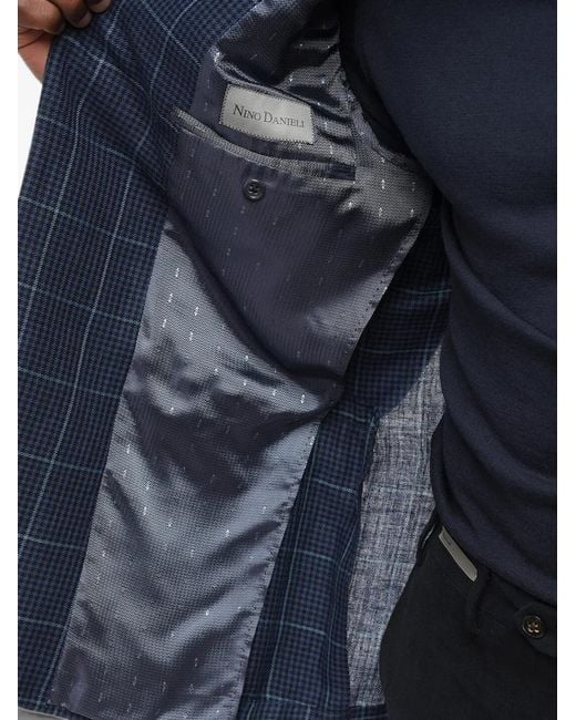 Corneliani Blue Checked Blazer for men