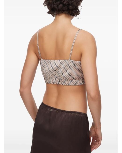 Liu Jo Natural Striped Button Crop Top