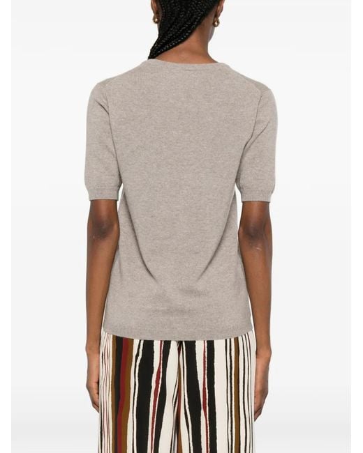 Soft Goat White Round-Neck Short-Sleeve Sweater