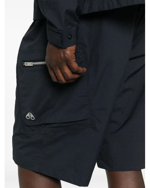 Moose Knuckles Black Top Flight Cargo Shorts for men