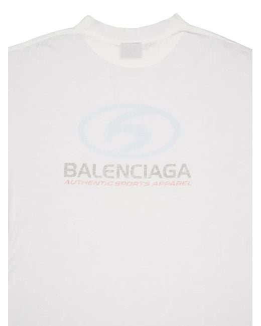 Balenciaga White Surfer Logo-Print Cotton T-Shirt