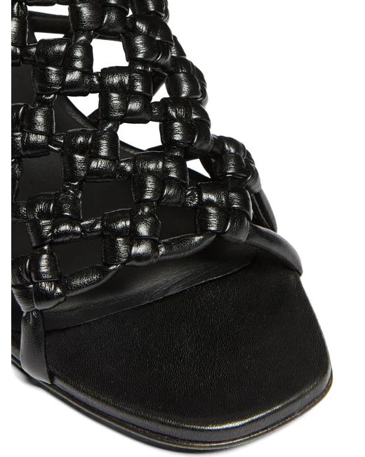 Liviana Conti Black Sandales À Petit Talon Tressées