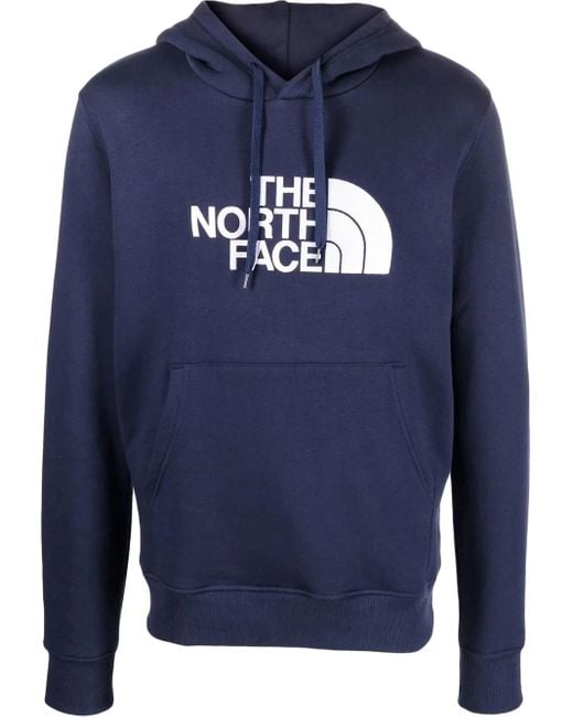 The North Face Blue Logo-Print Long-Sleeve Hoodie for men