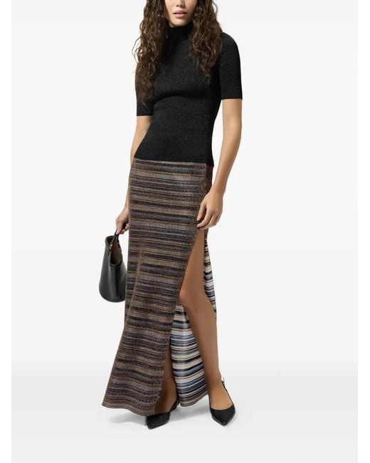 Missoni Brown Jupe Fendue À Rayures