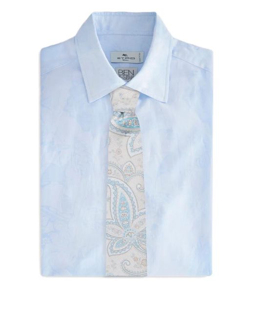 Etro White Paisley-Pattern Tie for men
