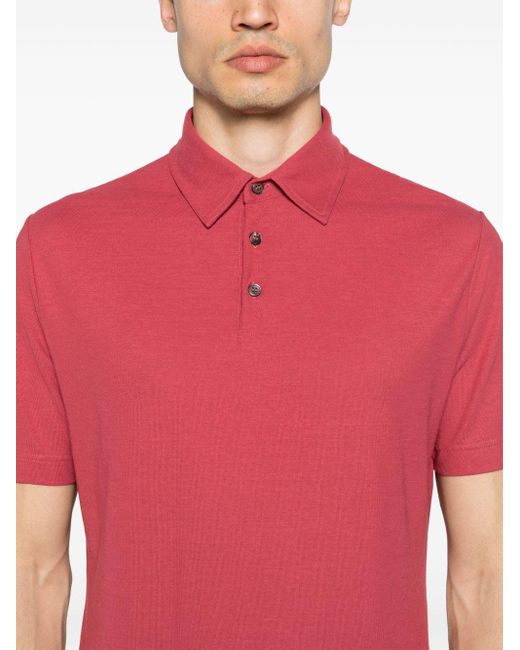 Zanone Red Short-sleeve Cotton Polo Shirt for men