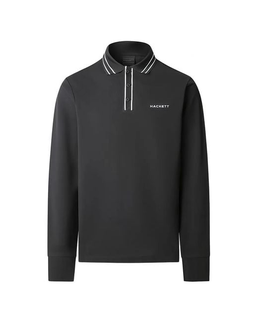 Hackett Black Striped Collar Polo Shirt for men