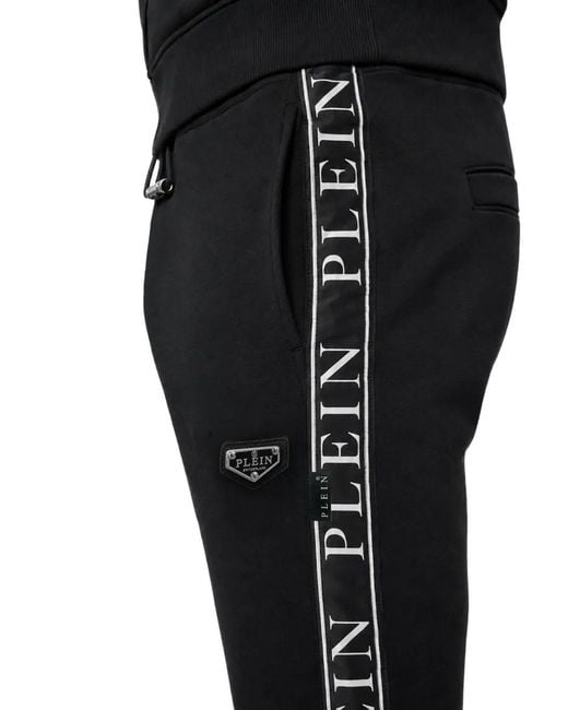 Philipp Plein Black Jogging Trousers Plein Tape for men