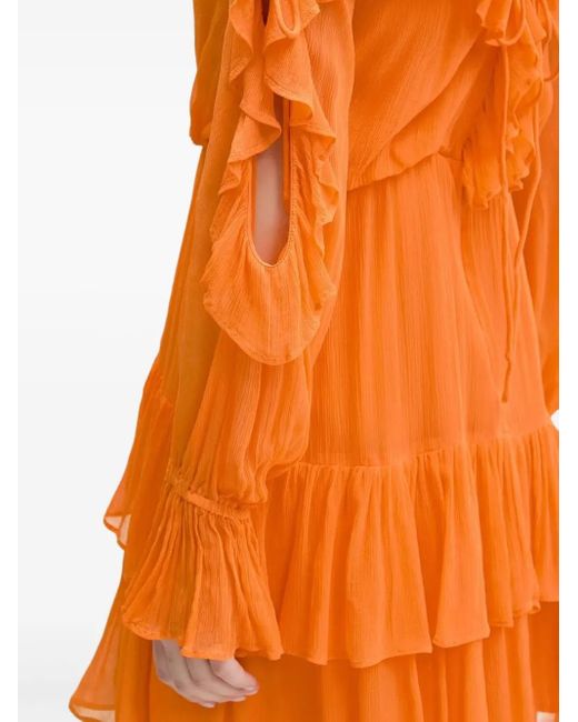 Desigual Orange Robe Courte À Volants