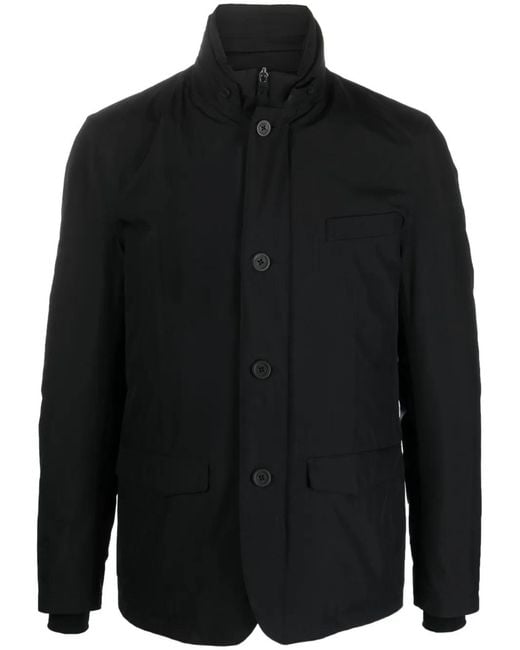 Herno Black Funnel-Neck Padded Jacket for men