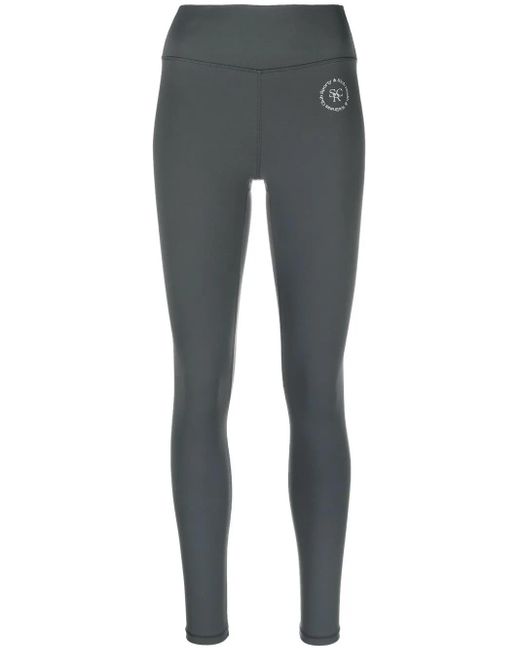 Sporty & Rich Gray Logo-Print Detail Leggings