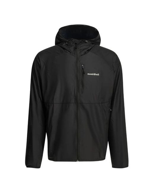 Montbell Black Wind Blast Logo-Print Hooded Jacket for men