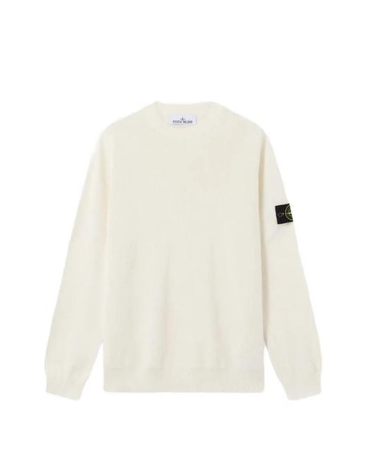 Stone Island White 5100029 Micro Stitch Soft Organic Cotton Jumper for men