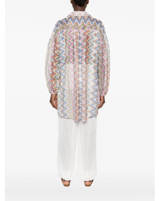 Missoni White Zigzag-Knit Shirt