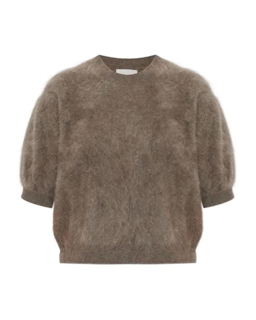 Lisa Yang Gray Mohairpullover Mit Puffärmeln