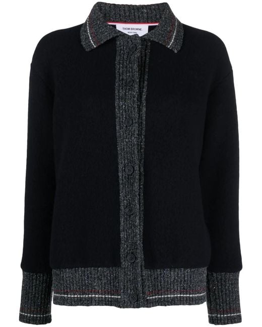 Thom Browne Black Speckled-Trim Wool Cardigan