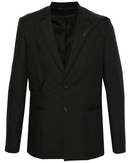 HELIOT EMIL Black Equilibrium Single-Breasted Blazer for men