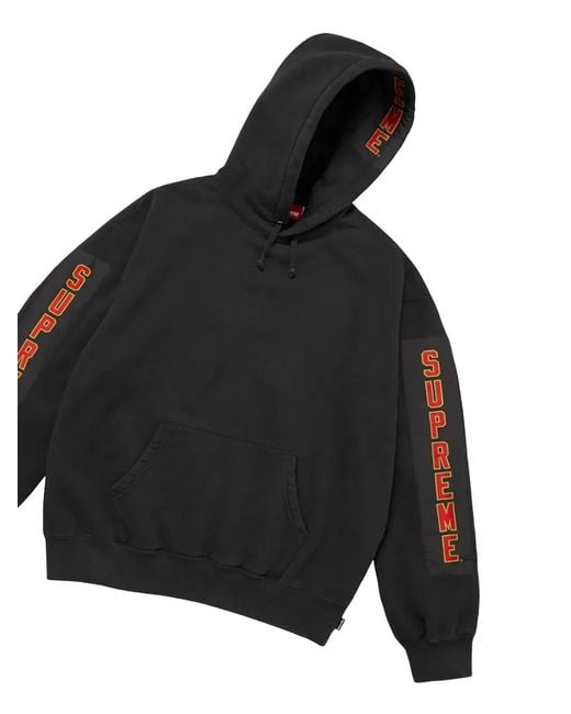 Supreme Black Logo-Patch Hoodie for men
