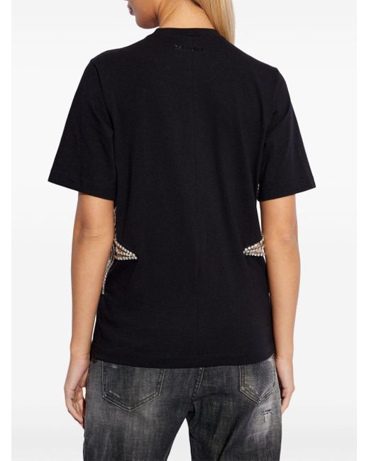 DSquared² Black Crystal-embellished Cotton T-shirt