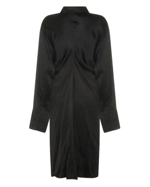 Totême Black Button Collared Midi Dress