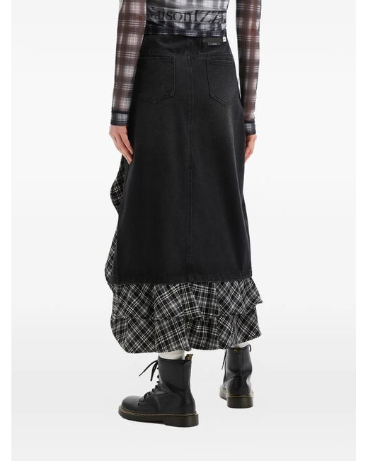 Izzue Black Ruffled Tartan Skirt
