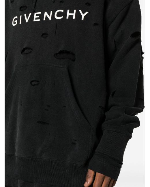 Givenchy Gerafelde Hoodie Met Logopatch in het Black voor heren