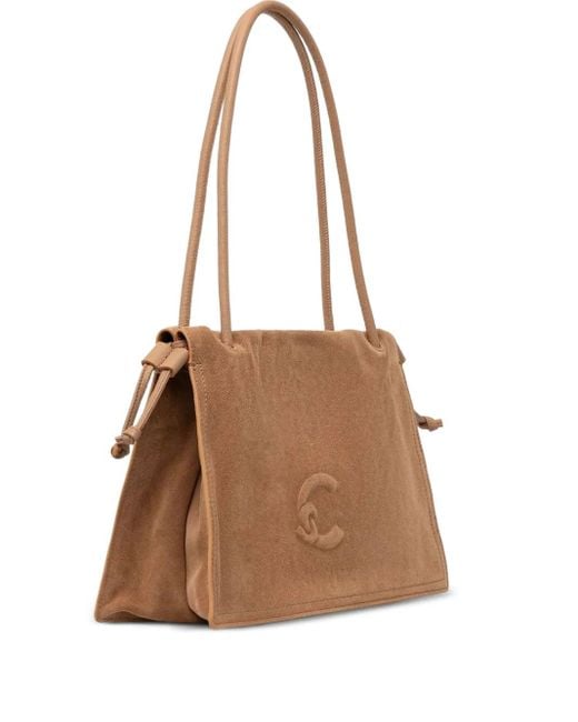 Coccinelle Brown Embossed-Logo Tote Bag
