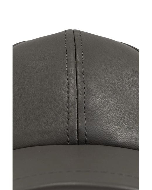 Yves Salomon Gray Leather Baseball Cap