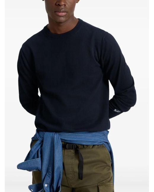 Woolrich Blue Logo-Embroidered Sweatshirt for men