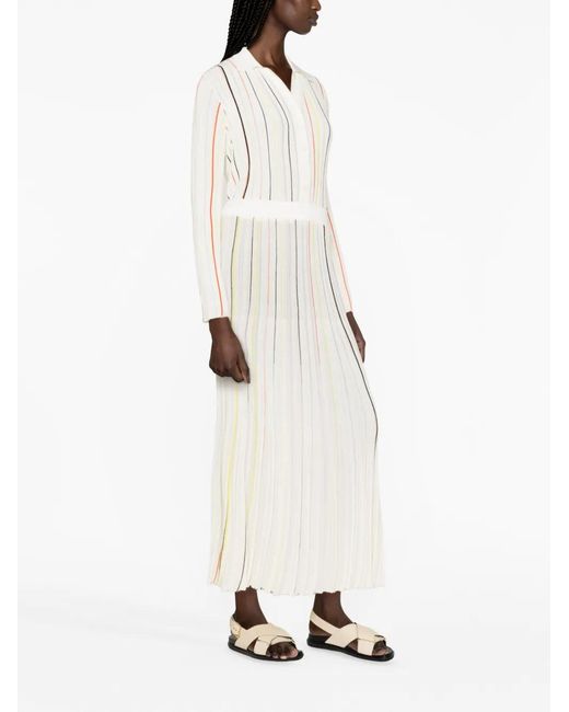 Sonia Rykiel White Striped Pleated Maxi Skirt