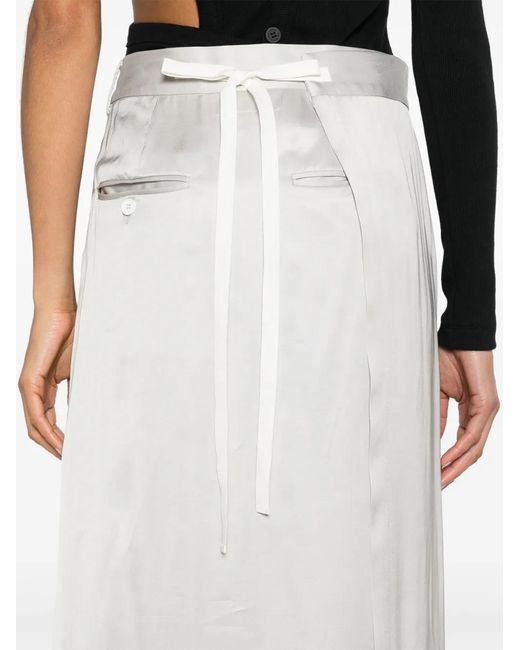 MM6 by Maison Margiela White Tailored Satin Wrap Skirt