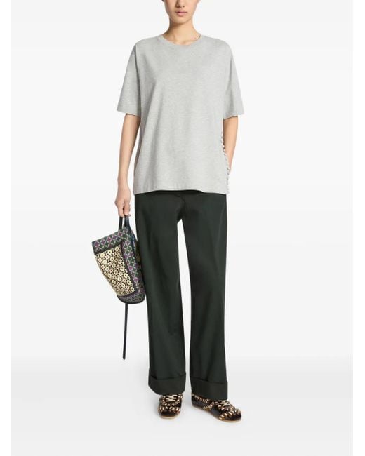 Dries Van Noten White Button-Embellishment Cotton T-Shirt