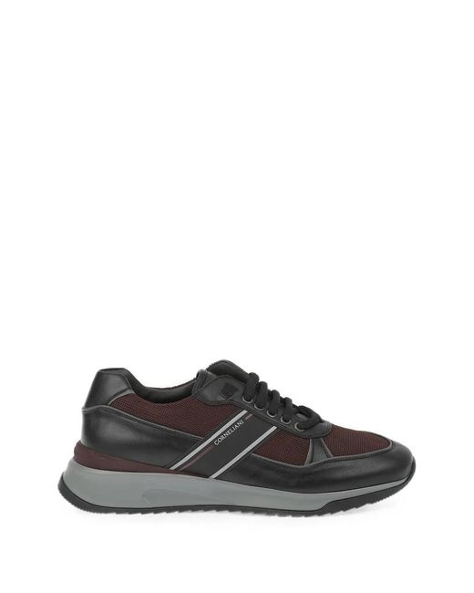 Corneliani Black Logo-Print Panelled Sneakers for men